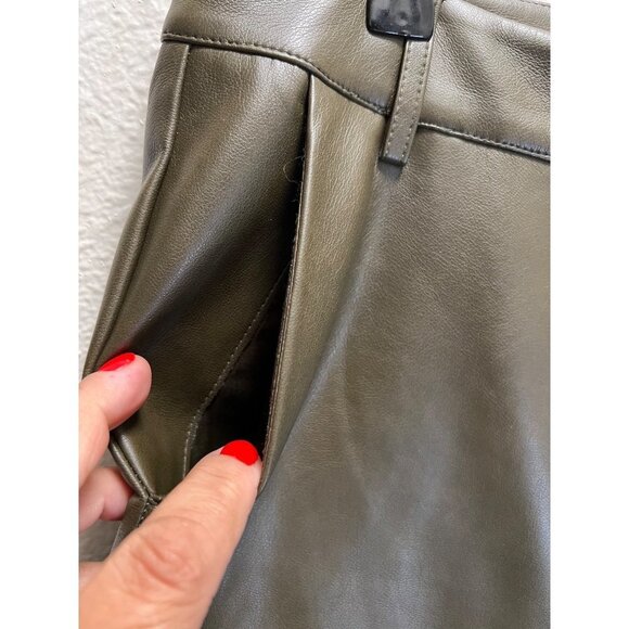 Avec Les Filles Faux Leather Pants  Deep Green Size Med - Picture 7 of 8